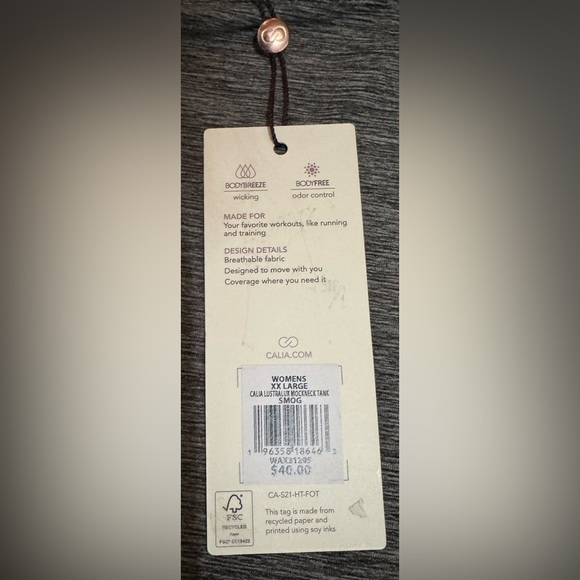 Calia Women's Lustralux Mock Neck Tank Breathable Soft Fabric Top XXL Gray NWT - Picture 8 of 9